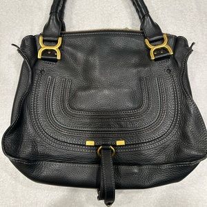 Chloe Marcie Black Medium Zip Leather Satchel